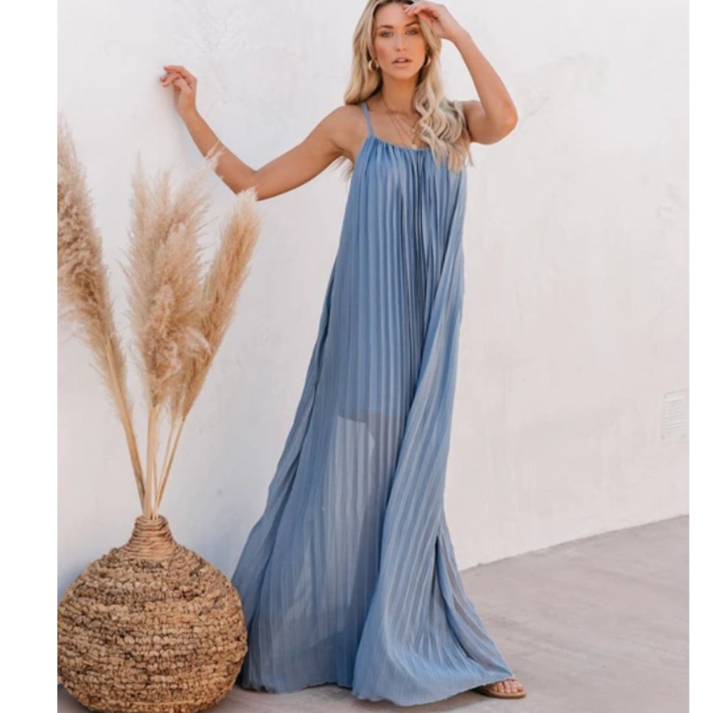 CORRINE Pleated Maxi Dress